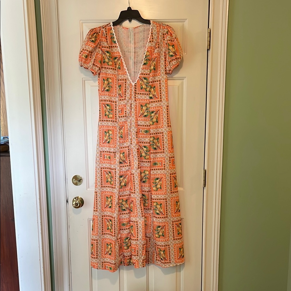 Orange Puff Sleeve Maxi Sundress